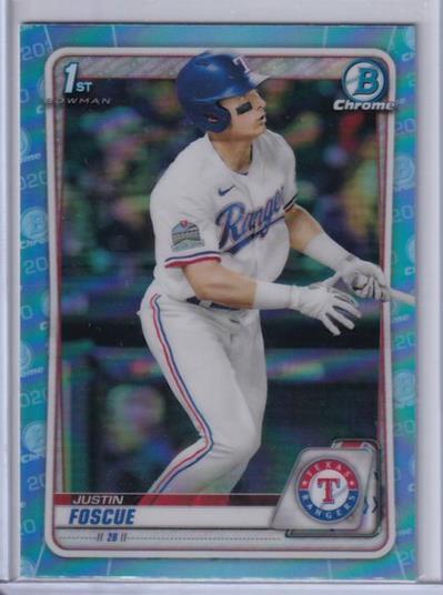JUSTIN FOSCUE 2020 BOWMAN CHROME SKY BLUE REFRACTOR 1ST PROSPECT BD-124