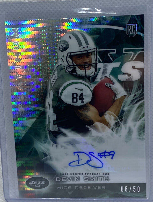 DEVIN SMITH 2015 TOPPS PLATINUM PULSAR REFRACTOR AUTO RC #D 6/50
