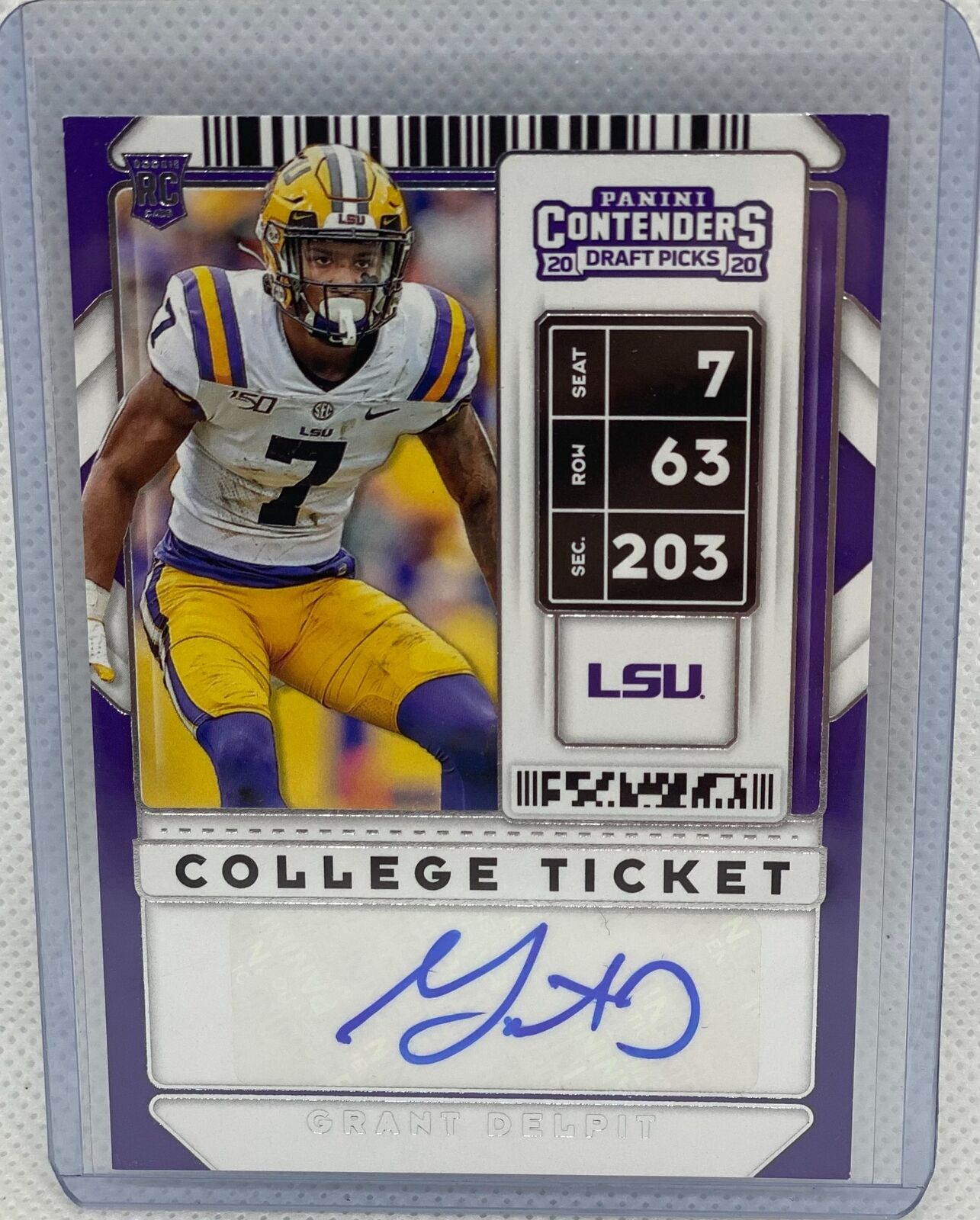 GRANT DELPIT 2020 PANINI CONTENDERS DRAFT PICKS COLLEGE TICKET AUTO RC #157