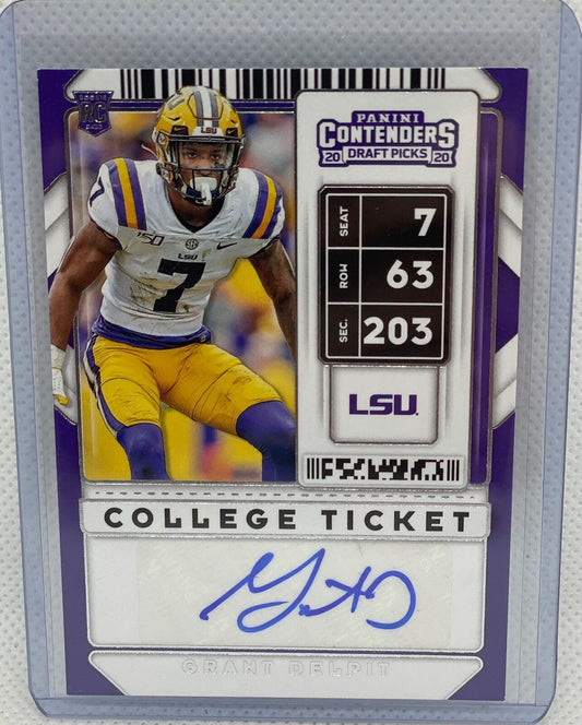 GRANT DELPIT 2020 PANINI CONTENDERS DRAFT PICKS COLLEGE TICKET AUTO RC #157