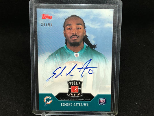 EDMOND GATES 2011 TOPPS ROOKIE PREMIERE ON CARD AUTO RC #D 38/90