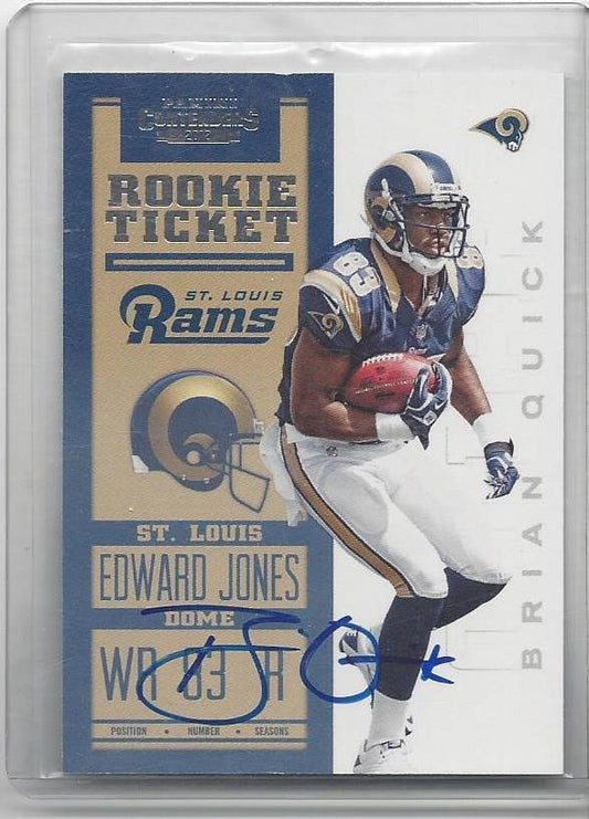 BRIAN QUICK 2012 CONTENDERS ROOKIE TICKET RAMS VARIATION ON CARD AUTO RC #232