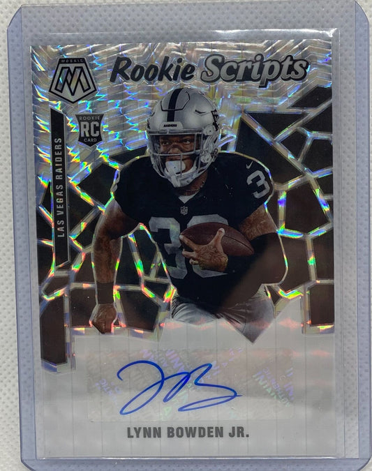 LYNN BOWDEN JR. 2020 PANINI MOSAIC ROOKIE SCRIPTS SILVER PRIZM AUTO RC #29