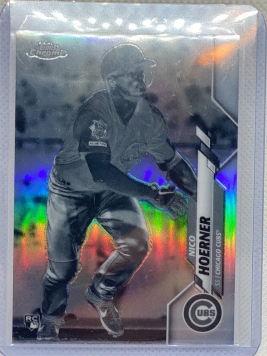 NICO HOERNER 2020 TOPPS BLACK AND WHITE NEGATIVE ROOKIE REFRACTOR RC #161