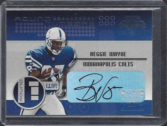 REGGIE WAYNE TODD HEAP 2001 CONTENDERS ROUND NUMBERS DUAL AUTO RC #5