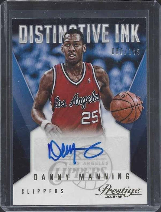 DANNY MANNING 2015-16 PRESTIGE DISTINCTIVE INK CLIPPERS AUTO #D 58/149