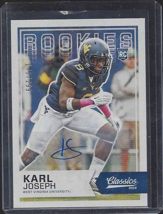 KARL JOSEPH 2016 CLASSICS RAIDERS WEST VIRGINIA ROOKIE AUTO RC #D /299