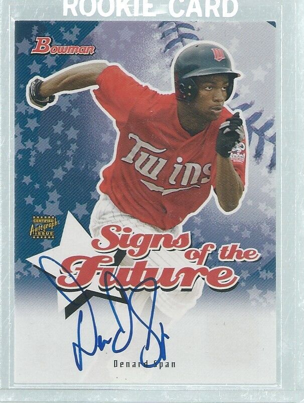DENARD SPAN 2004 BOWMAN SIGNS OF THE FUTURE ON CARD AUTO