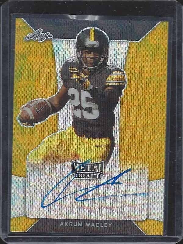 AKRUM WADLEY 2018 LEAF METAL DRAFT GOLD PRISMATIC REFRACTOR AUTO RC #D 1/1