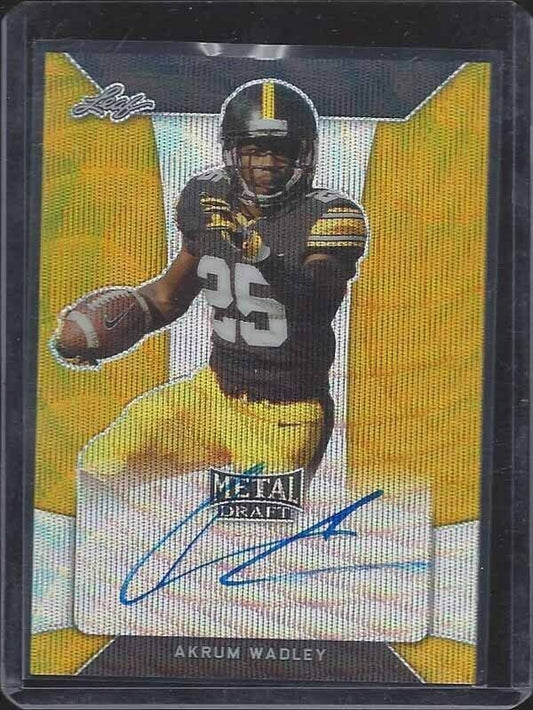 AKRUM WADLEY 2018 LEAF METAL DRAFT GOLD PRISMATIC REFRACTOR AUTO RC #D 1/1
