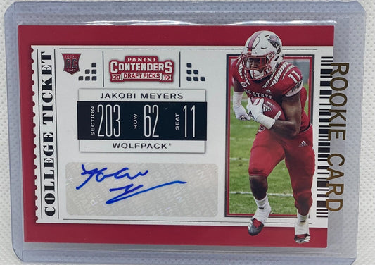JAKOBI MEYERS 2019 PANINI CONTENDERS DRAFT PICKS COLLEGE TICKET AUTO RC #302