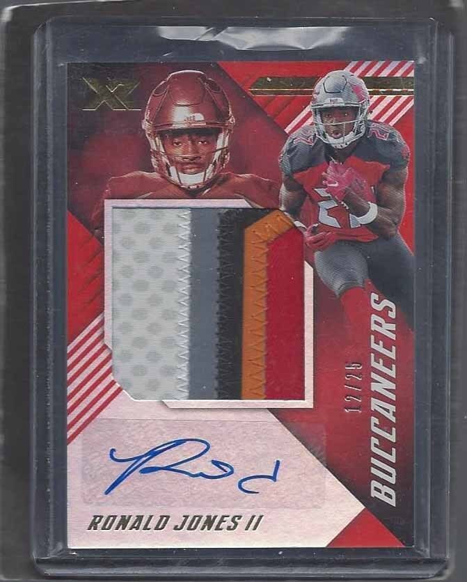 RONALD JONES II 2018 PANINI XR RED BUCS 5 COLOR JUMBO PATCH AUTO RC #D 12/25