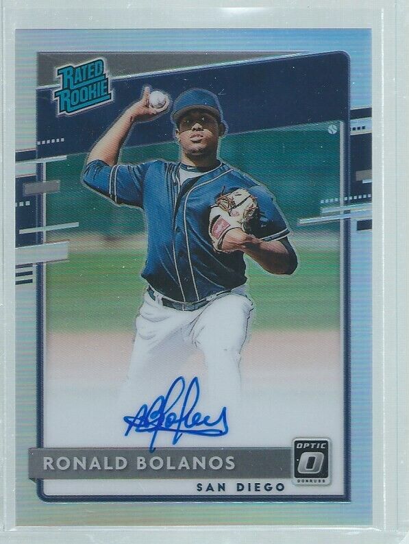 RONALD BOLANOS 2020 DONRUSS OPTIC SILVER HOLO PRIZM RATED ROOKIE ON CARD AUTO