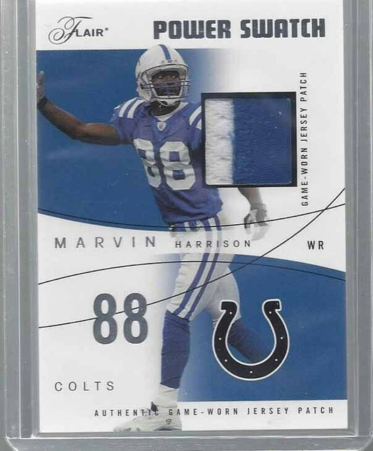 MARVIN HARRISON 2004 FLAIR POWER SWATCH 2 COLOR COLTS PATCH #D 71/75