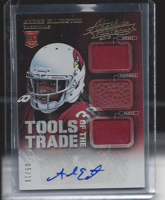 ANDRE ELLINGTON 2013 ABSOLUTE TOOLS OF THE TRADE TRIPLE JERSEY PATCH AUTO RC /10