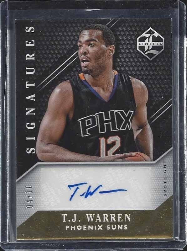 T.J. WARREN 2015-16 LIMITED GOLD SPOTLIGHT SIGNATURES SUNS AUTO #D 4/10