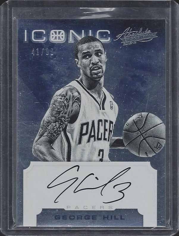 GEORGE HILL 2012-13 ABSOLUTE ICONIC PACERS ON CARD AUTO #D 41/99