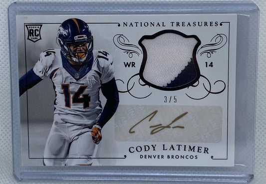 CODY LATIMER 2014 PANINI NATIONAL TREASURES BLACK PATCH AUTO RC #D 3/5