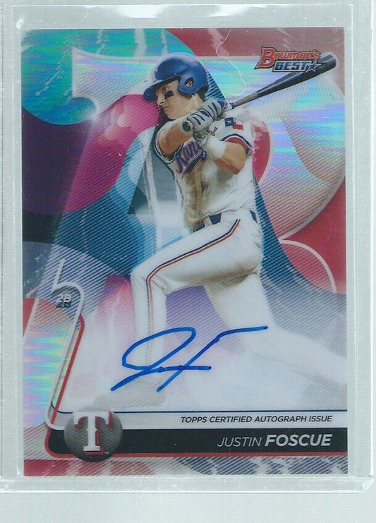 JUSTIN FOSCUE 2020 BOWMAN'S BEST ON CARD AUTO REFRACTOR PROSPECT