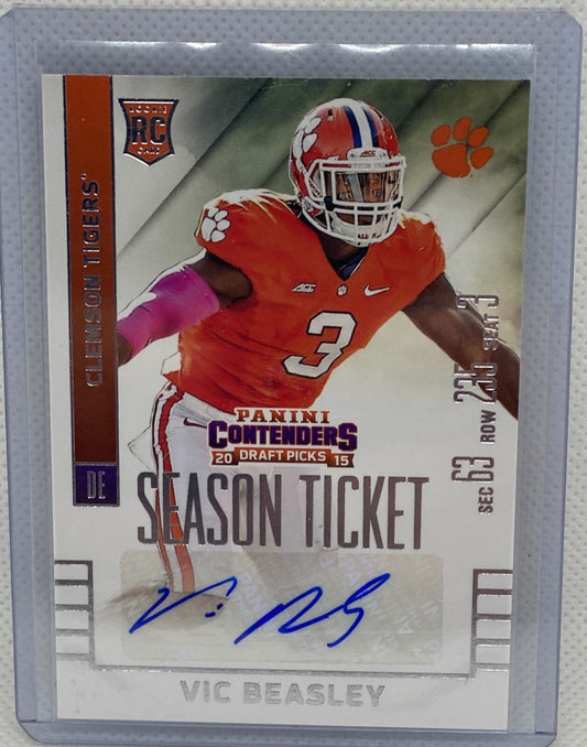 VIC BEASLEY 2015 PANINI CONTENDERS DRAFT PICKS SEASON TICKET AUTO RC #150