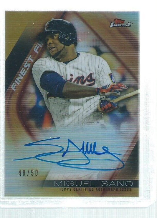 MIGUEL SANO 2016 TOPPS FINEST FIRSTS ON CARD AUTO GOLD REFRACTOR #D 48/50