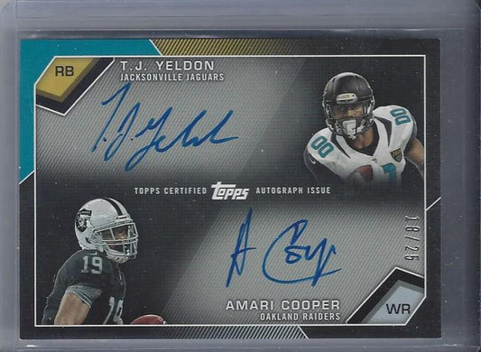 AMARI COOPER T.J. YELDON 2015 TOPPS ROOKIE PREMIERE DUAL ONCARD AUTO RC #D 18/25