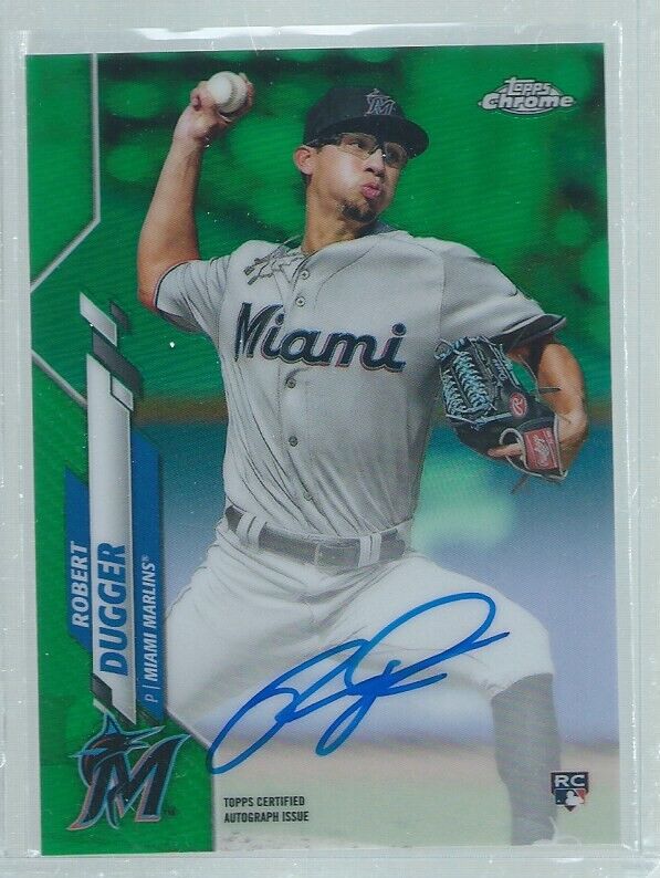 ROBERT DUGGER 2020 TOPPS CHROME ON CARD AUTO GREEN REFRACTOR ROOKIE RC #D 95/99