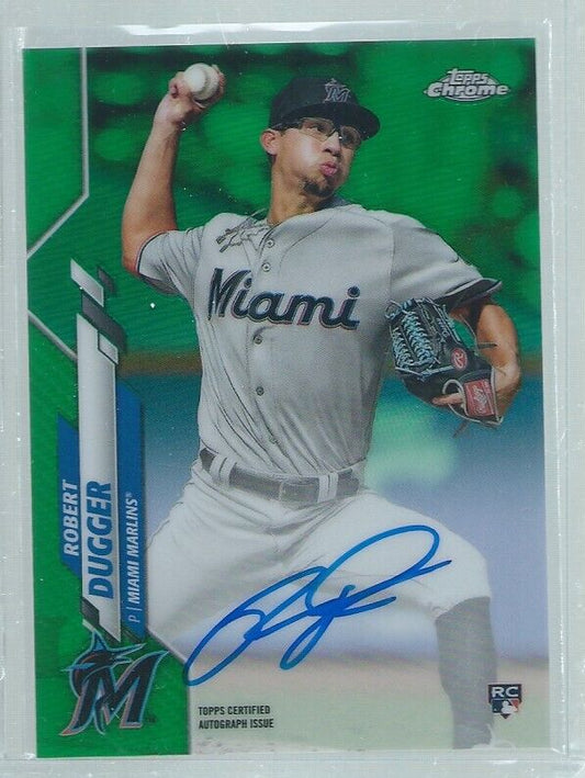 ROBERT DUGGER 2020 TOPPS CHROME ON CARD AUTO GREEN REFRACTOR ROOKIE RC #D 95/99