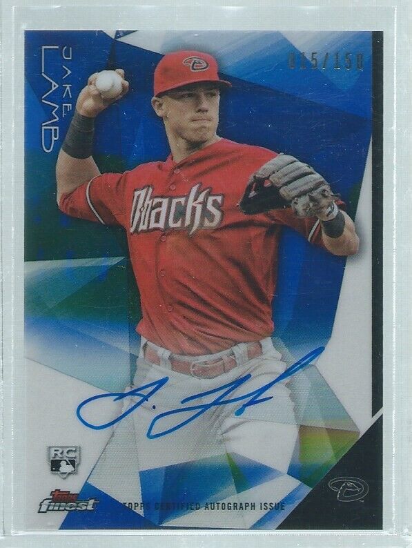 JAKE LAMB 2015 TOPPS FINEST ON CARD AUTO BLUE REFRACTOR ROOKIE RC #D 15/150