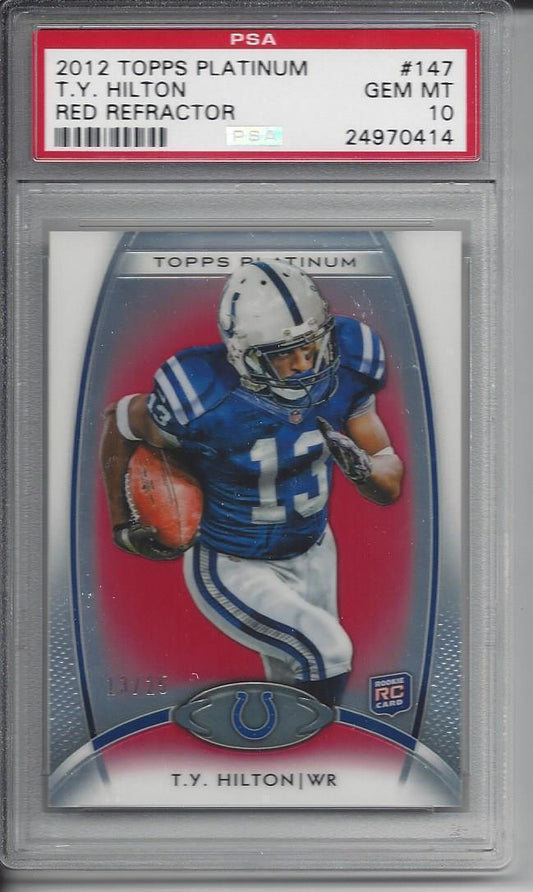 1/1 T.Y. HILTON 2012 TOPPS PLATINUM RED REFRACTOR RC #D 13/25 PSA 10 POP 1 JSY#!