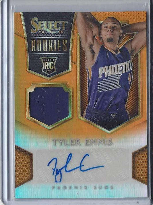 TYLER ENNIS 2014-15 SELECT ROOKIES ORANGE PRIZM REFRACTOR JERSEY AUTO RC #D 6/60