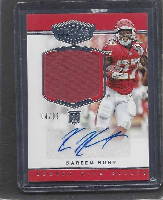 KAREEM HUNT 2017 PANINI PATCHES & PLATES CHIEFS RPA PATCH AUTO RC #D 84/99