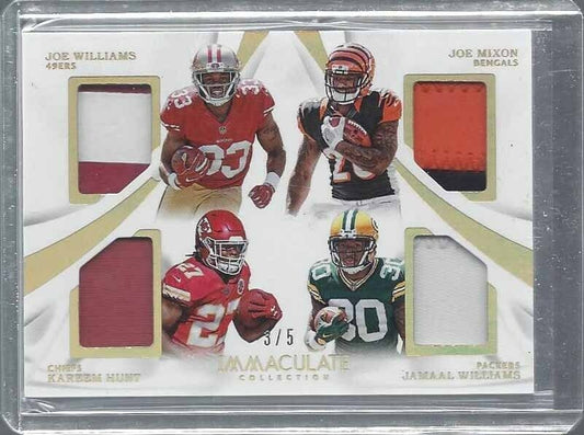 KAREEM HUNT JOE MIXON JAMAAL WILLIAMS 2017 IMMACULATE QUAD ROOKIE PATCH RC #D /5
