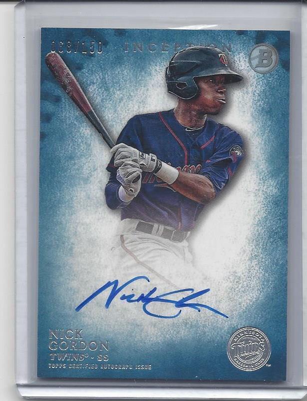 NICK GORDON 2015 TOPPS INCEPTION BLUE ON CARD TWINS PROSPECT AUTO #D 68/150