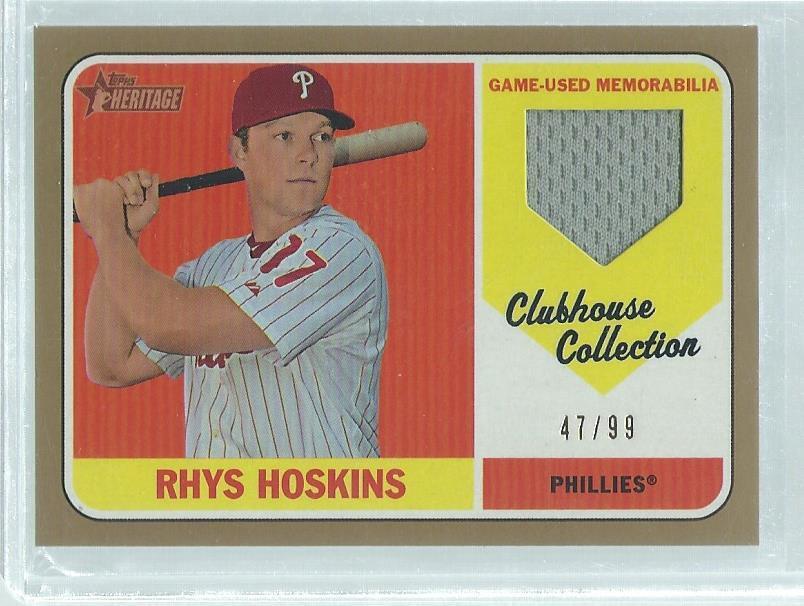RHYS HOSKINS 2018 HERITAGE HIGH NUMBER CLUBHOUSE GOLD JERSEY #D 47/99