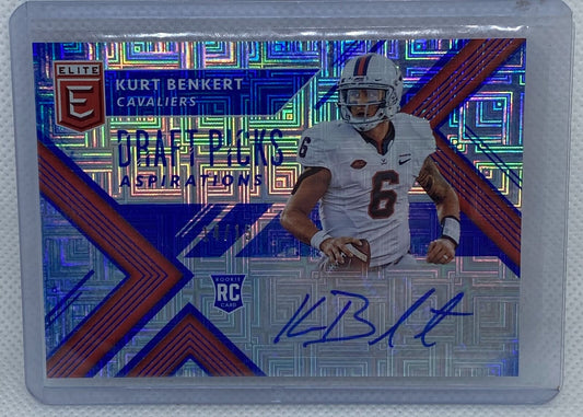 KURT BENKERT 2018 ELITE DRAFT PICKS COLLEGIATE BLUE ASPIRATIONS AUTO RC #D /15
