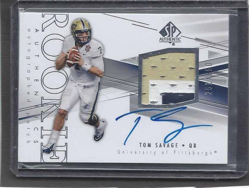 TOM SAVAGE 2014 SP AUTHENTIC RPA ON CARD TEXANS PITT PANTHERS PATCH AUTO RC /550