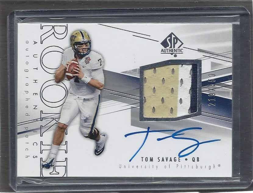 TOM SAVAGE 2014 SP AUTHENTIC RPA ON CARD TEXANS PITT PANTHERS PATCH AUTO RC /550