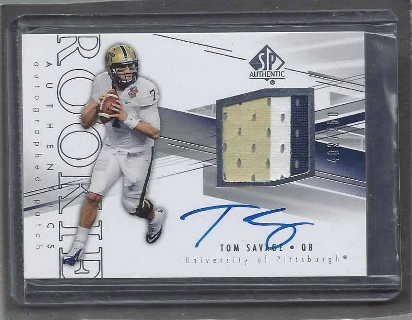 TOM SAVAGE 2014 SP AUTHENTIC RPA ON CARD TEXANS PITT PANTHERS PATCH AUTO RC /550