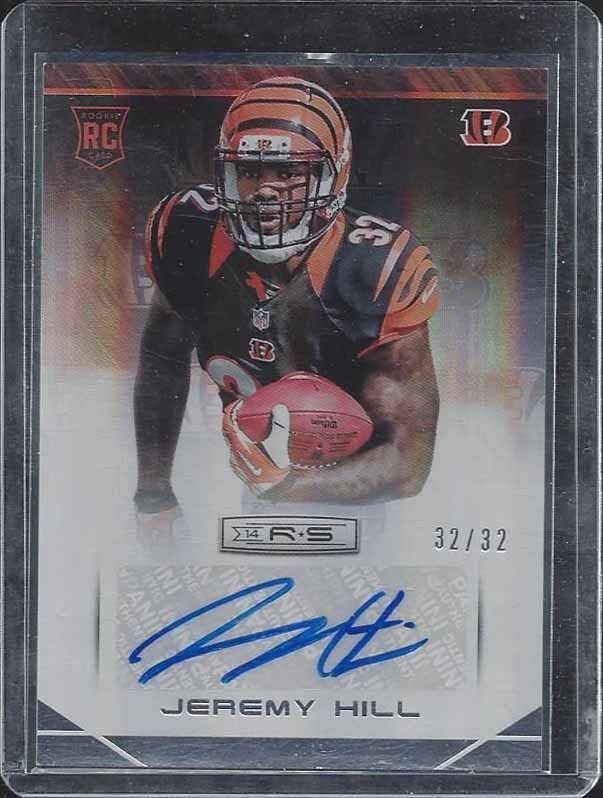 1/1 JEREMY HILL 2014 ROOKIES & STARS HOLOFOIL ROOKIE AUTO RC #D 32/32 JERSEY #32