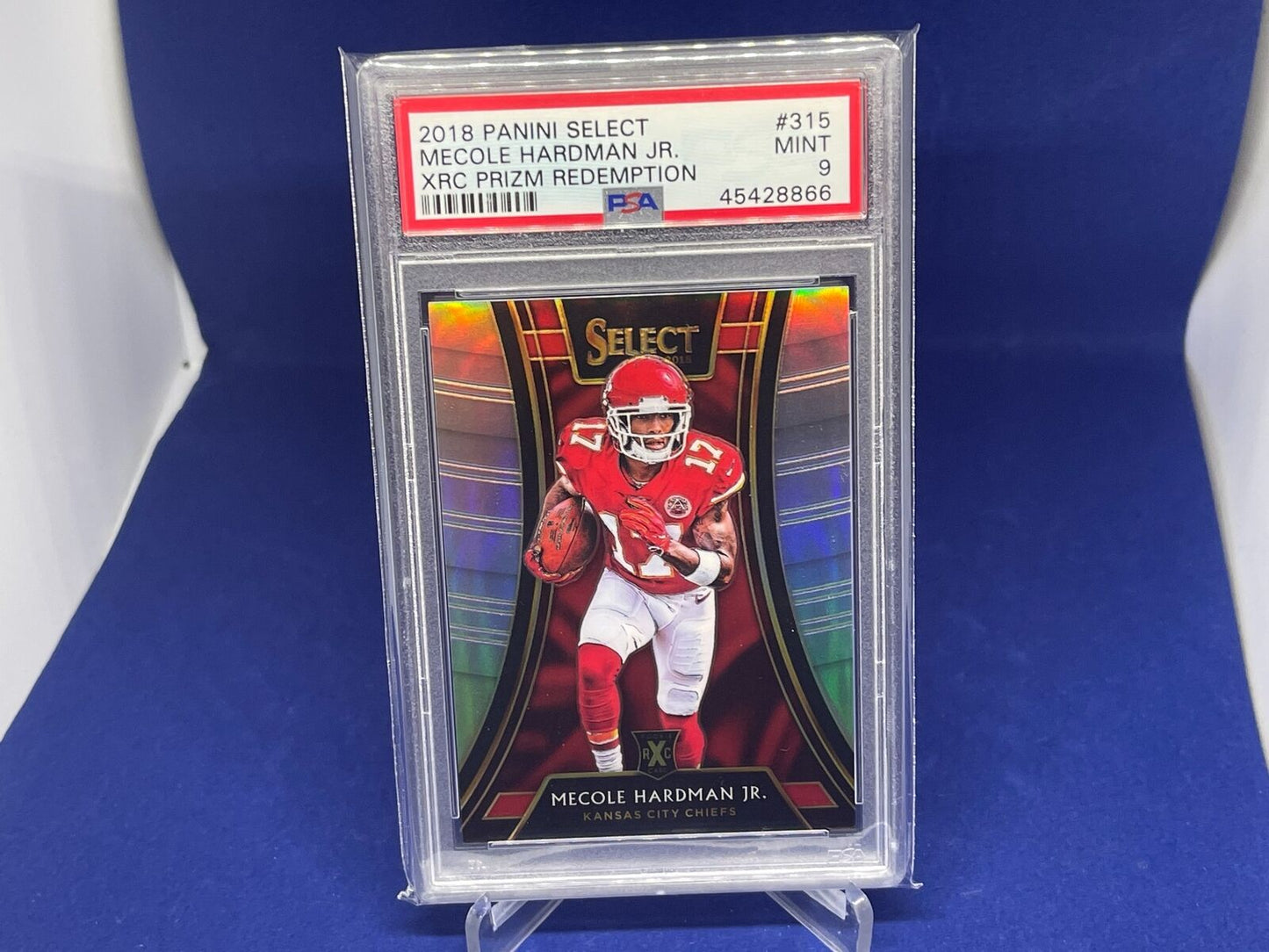 MECOLE HARDMAN JR. 2018 PANINI SELECT XRC PRIZM REDEMPTION RC #315 PSA 9 MINT