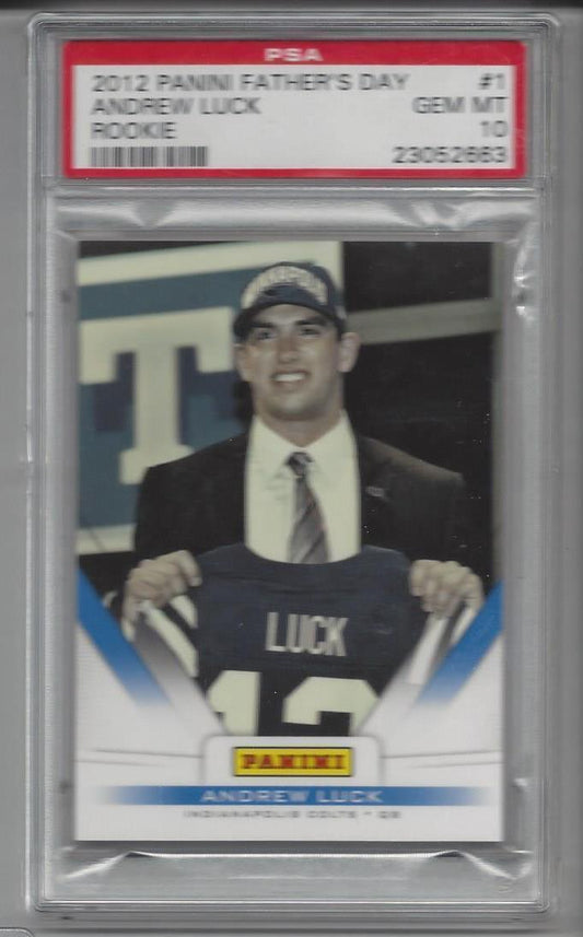 ANDREW LUCK 2012 PANINI FATHERS DAY SP SUPER RARE RC #1 PSA 10 GEM MINT