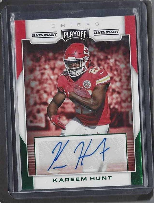 KAREEM HUNT 2017 PANINI PLAYOFF GREEN HAIL MARY CHIEFS ROOKIE AUTO RC