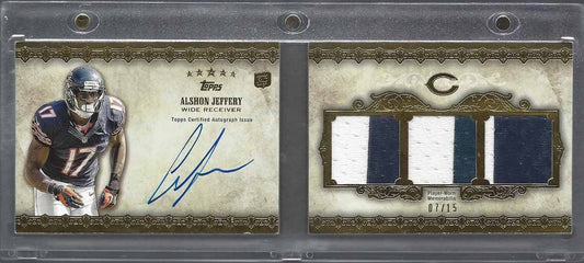 ALSHON JEFFERY 2012 TOPPS 5 FIVE STAR TRIPLE ROOKIE PATCH AUTO BOOK RC #D 7/15