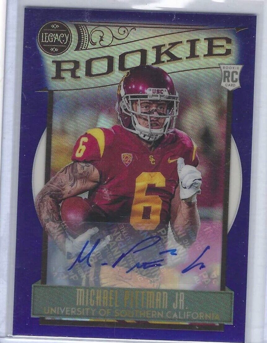 MICHAEL PITTMAN JR 2020 PANINI LEGACY BLUE PRIZM ROOKIE AUTO RC #D 9/35
