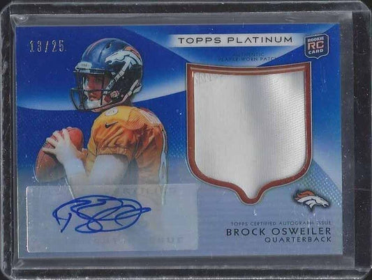 BROCK OSWEILER 2012 TOPPS PLATINUM RPA BLUE REFRACTOR JUMBO PATCH AUTO RC #D /25