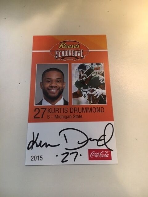 KURTIS DRUMMOND 2015 REESE'S SENIOR BOWL 3X5 MICHIGAN STATE AUTOGRAPHED CARD QTY