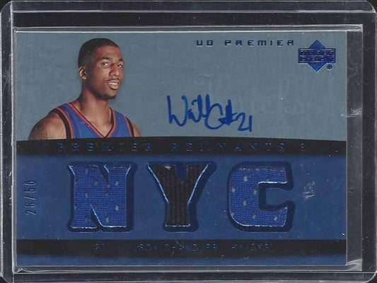 WILSON CHANDLER 2007-08 UD PREMIER REMNANTS BLUE TRIPLE JERSEY AUTO RC #D 26/50