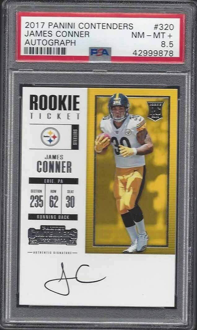 JAMES CONNER 2017 CONTENDERS ROOKIE TICKET TRUE RC ON CARD AUTO #320 PSA 8.5