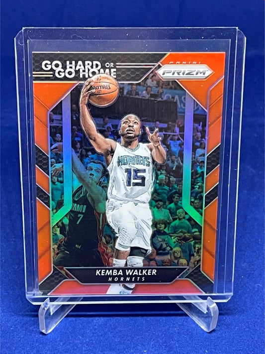 KEMBA WALKER 2016-17 PANINI PRIZM GO HARD OR GO HOME ORANGE PRIZM #D 18/49